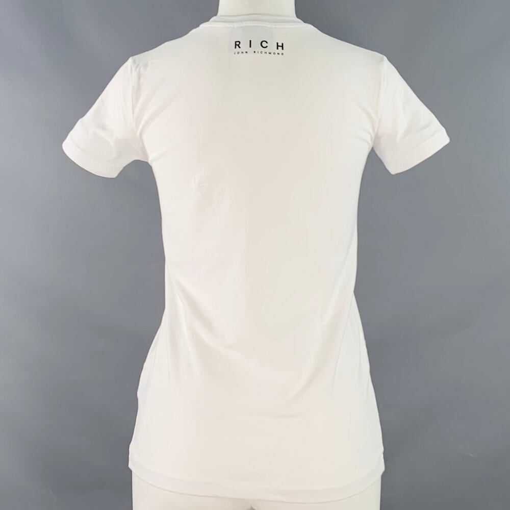 JOHN RICHMOND Size XS White Multi Color Cotton Blend David Bowie Print T-Shirt - Picture 4 of 7